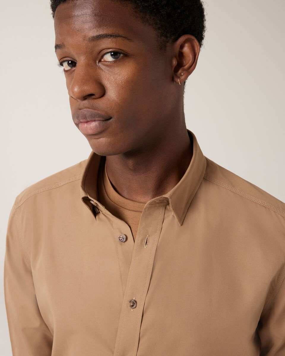 Relaxed Casual Long Sleeve Shirt, Tan, hi-res
